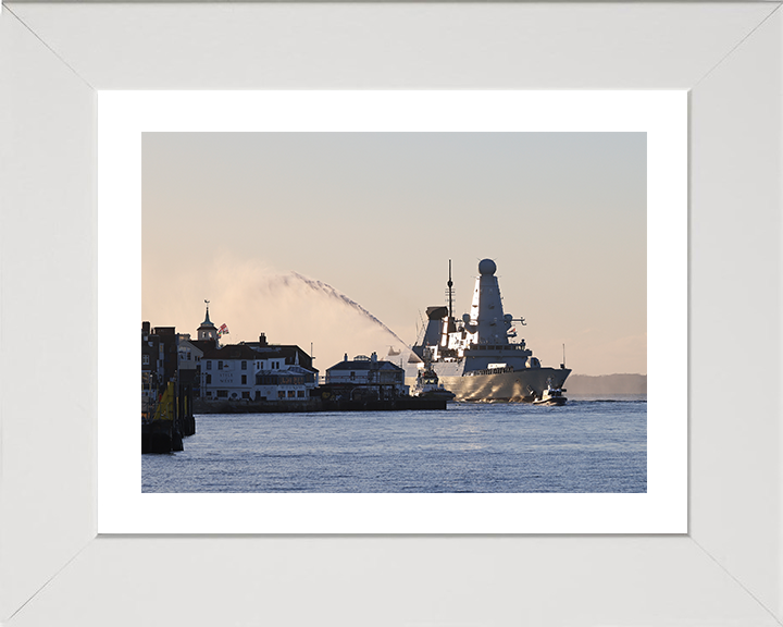 HMS Dauntless (D33) Photo Print - Homecoming 2025 - Royal Navy Type 45 Destroyer Posters, Prints, & Visual Artwork Hampshire Prints 10 x 8 White Frame Yes