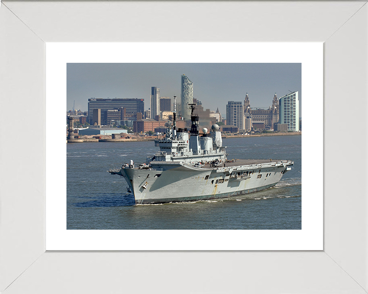 HMS Ark Royal (R07) Photo Print - Liverpool 2008 - Royal Navy Invincible Class Aircraft Carrier Hampshire Prints 10 x 8 White Frame Yes
