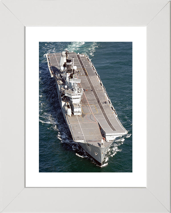 HMS Ark Royal (R07) Royal Navy Invincible Class Aircraft Carrier At Sea From Above Photo Print Wall Art Decor Posters, Prints, & Visual Artwork Hampshire Prints 10 x 8 White Frame Yes