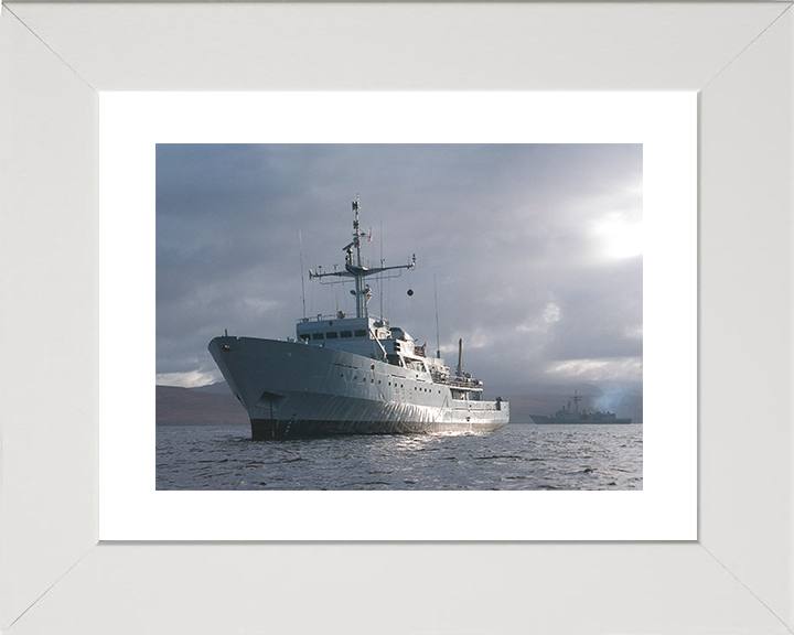 HMS Beagle (H319) Royal Navy Bulldog Class Survey Vessel With USS Stark Photo Print Wall Art Decor Posters, Prints, & Visual Artwork Hampshire Prints 10 x 8 White Frame Yes