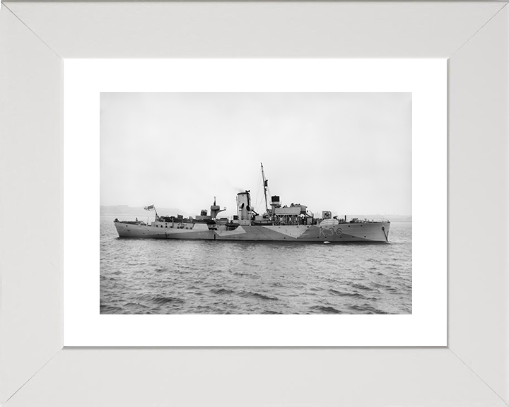 HMS Clematis (K36) Royal Navy Flower Class Corvette Starboard Beam View Photo Print Wall Art Decor Posters, Prints, & Visual Artwork Hampshire Prints 10 x 8 White Frame Yes