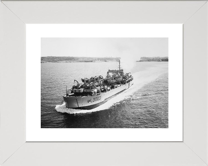 HMS Anzio (L3003) Royal Navy Tank Landing Craft Port Bow View Warship Photo Print Wall Art Decor Posters, Prints, & Visual Artwork Hampshire Prints 10 x 8 White Frame Yes