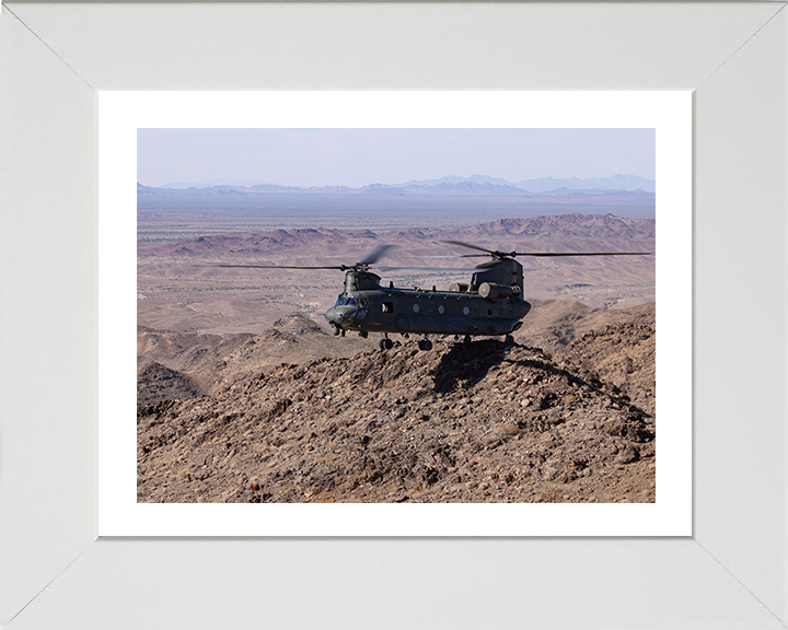RAF Chinook Helicopter two-wheeled landing Photo Print - Royal Air Force Aircraft Hampshire Prints 10 x 8 White Frame Yes