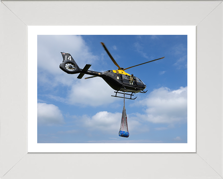 RAF Juno HT1 Helicopter Underslung Load Training Photo Print - Royal Air Force Aircraft Hampshire Prints 10 x 8 White Frame Yes