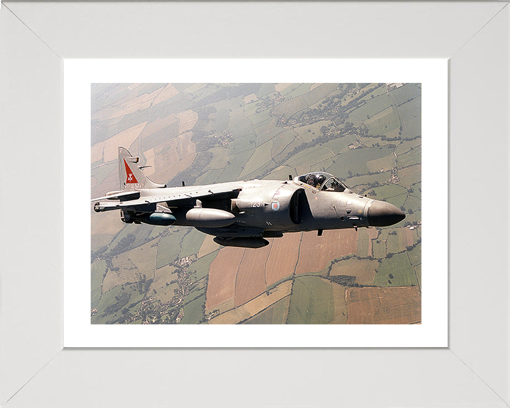 Harrier FA2 Jet Over the English Countryside Photo Print - Royal Navy Aircraft Posters, Prints, & Visual Artwork Hampshire Prints 10 x 8 White Frame Yes