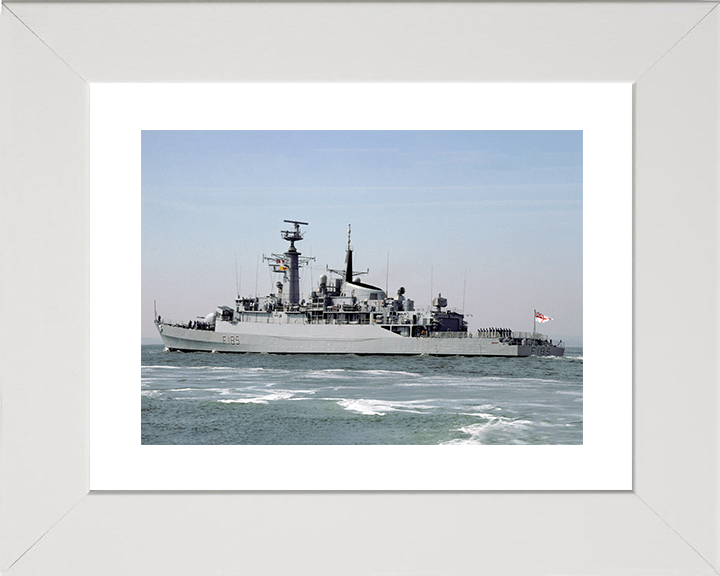 HMS Avenger (F185) Royal Navy Type 21 Frigate Leaving Harbour Photo Print Wall Art Decor Posters, Prints, & Visual Artwork Hampshire Prints 10 x 8 White Frame Yes