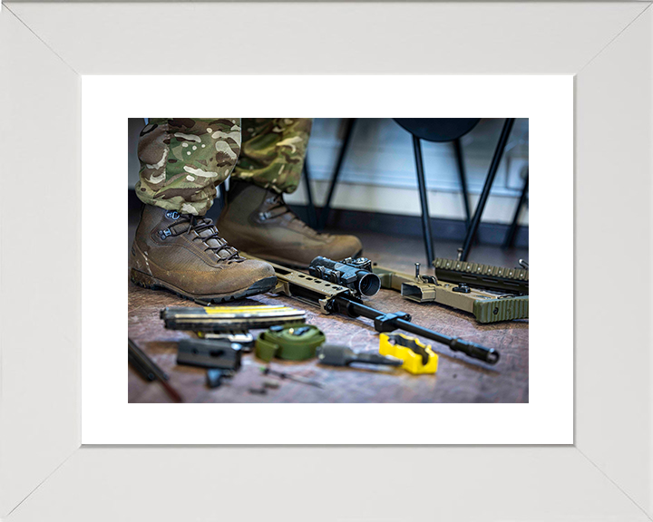 British Army Soldier Stripping am SA80-A3 Rifle Photo Print Wall Art Military Decor Poster Posters, Prints, & Visual Artwork Hampshire Prints 10 x 8 White Frame Yes