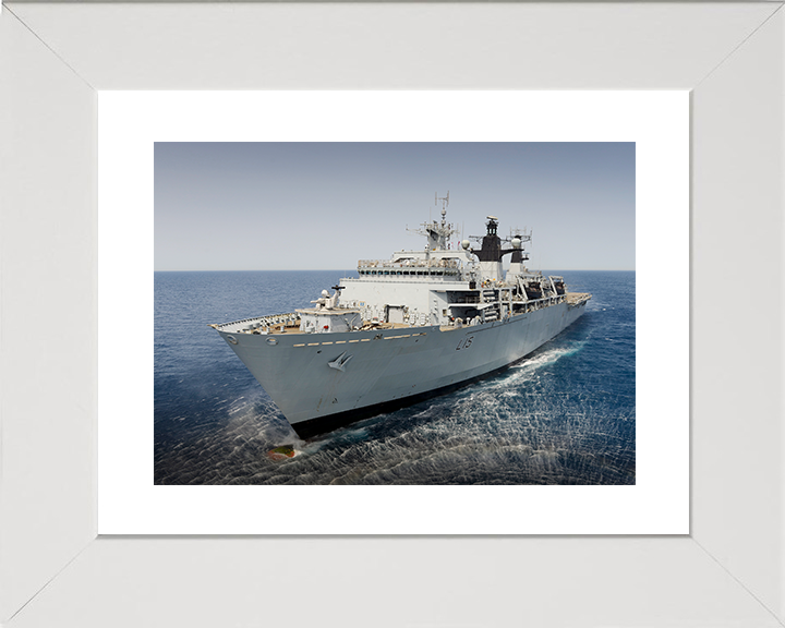 HMS Bulwark (L15) Royal Navy Albion Class Amphibious Ship From A Helicopter Photo Print Wall Art Decor Posters, Prints, & Visual Artwork Hampshire Prints 10 x 8 White Frame Yes