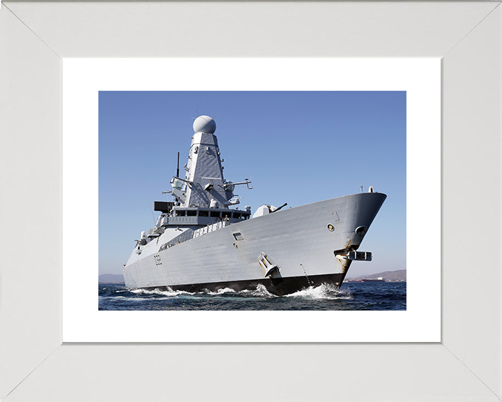 HMS Daring (D32) Royal Navy Type 45 Destroyer Low Starboard View Photo Print Wall Art Decor Posters, Prints, & Visual Artwork Hampshire Prints 10 x 8 White Frame Yes