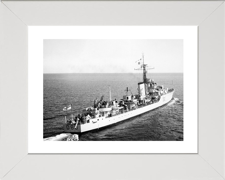HMS Barfleur (D80) Photo Print - At Sea 1954 - Royal Navy Battle Class Destroyer Posters, Prints, & Visual Artwork Hampshire Prints 10 x 8 White Frame Yes