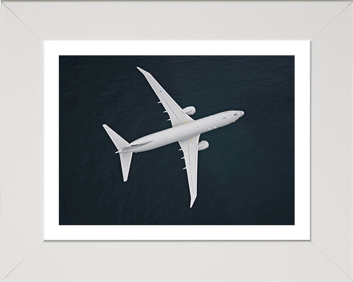 RAF Poseidon in flight from above Photo Print - Royal Air Force Aircraft Hampshire Prints 10 x 8 White Frame Yes