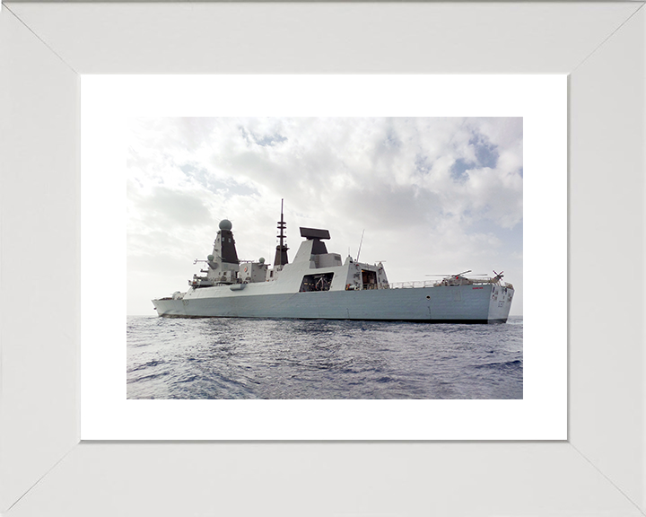 HMS Duncan (D37) Royal Navy Type 45 Destroyer With Helicopter on Deck Photo Print Wall Art Decor Posters, Prints, & Visual Artwork Hampshire Prints 10 x 8 White Frame Yes