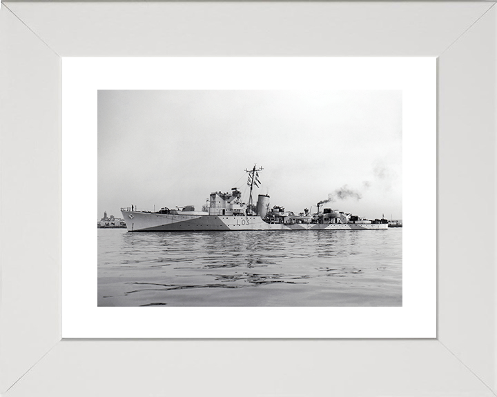 HMS Badsworth (L03) Royal Navy Hunt Class Destroyer Port Side View Photo Print Wall Art Decor Posters, Prints, & Visual Artwork Hampshire Prints 10 x 8 White Frame Yes