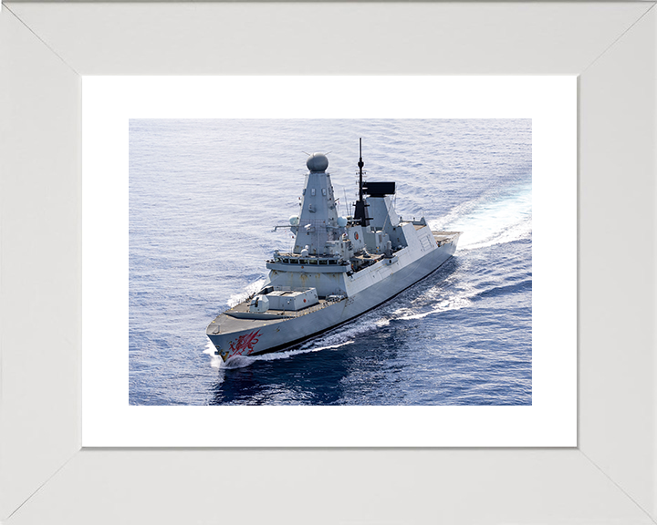 HMS Dragon (D35) Royal Navy Type 45 Destroyer at sea March 2026 Photo Print Wall Art Poster Posters, Prints, & Visual Artwork Hampshire Prints 10 x 8 White Frame Yes