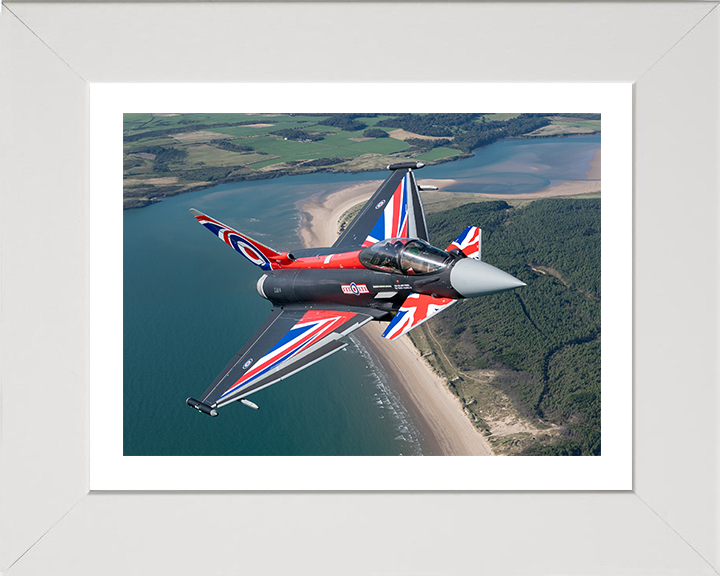 RAF Typhoon Union Jack livery Photo Print - Royal Air Force Aircraft Hampshire Prints 10 x 8 White Frame Yes
