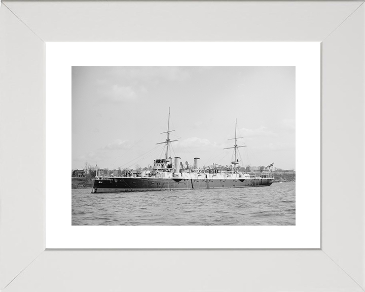 HMS Australia (1886) Royal Navy Orlando Class Cruiser Port Side View Photo Print Wall Art Decor Posters, Prints, & Visual Artwork Hampshire Prints 10 x 8 White Frame Yes