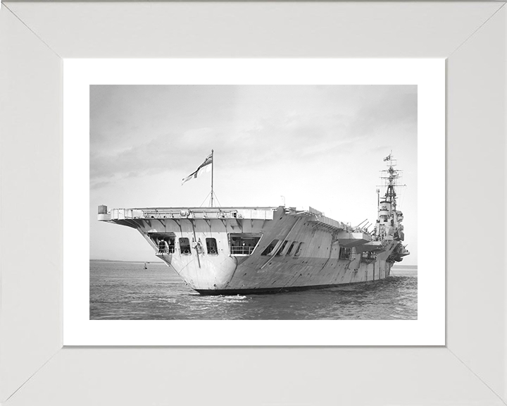 HMS Theseus (R64) Photo Print - Underway 1947 - Royal Navy Colossus Class Aircraft Carrier Hampshire Prints 10 x 8 White Frame Yes