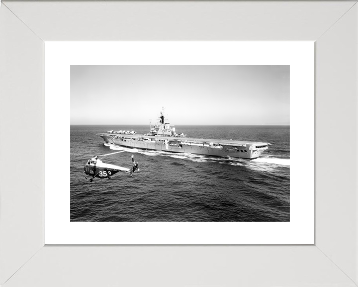 HMS Centaur (R06) Royal Navy Centaur Class Carrier With Helicopter Photo Print Wall Art Decor Posters, Prints, & Visual Artwork Hampshire Prints 10 x 8 White Frame Yes