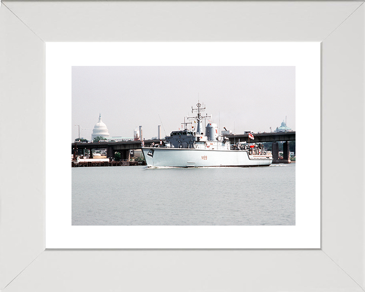 HMS Brecon (M29) Royal Navy Hunt Class Mine Warfare Vessel Washington DC Photo Print Wall Art Decor Posters, Prints, & Visual Artwork Hampshire Prints 10 x 8 White Frame Yes