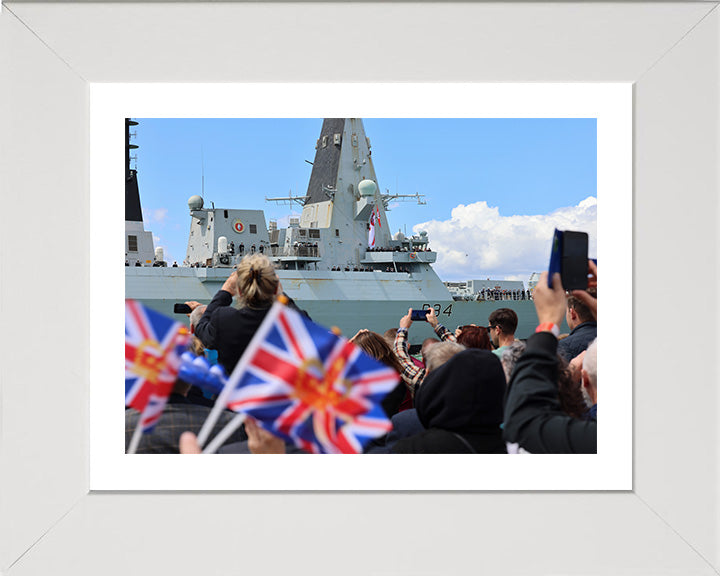 HMS Diamond D34 | Photo Print | Framed Print | Type 45 | Destroyer | Royal Navy Hampshire Prints 10 x 8 White Frame Yes