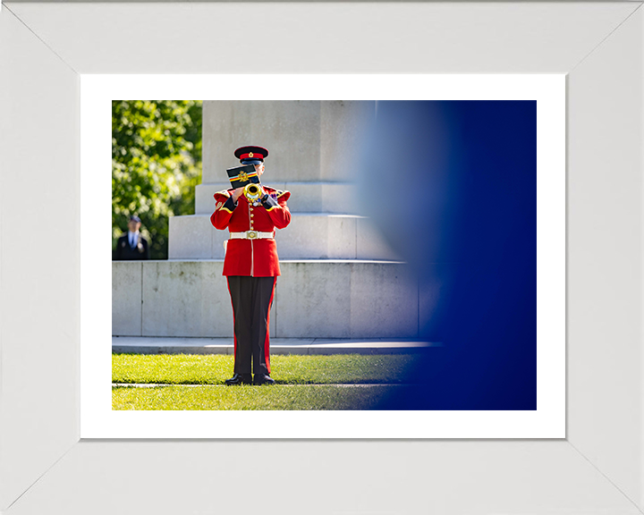 Bugler plays The Last Post Photo Print - British Army Hampshire Prints 10 x 8 White Frame Yes