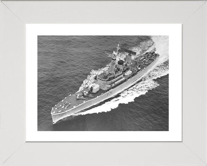 HMS Scylla (F71) Photo Print - From Above - Royal Navy Leander Class Frigate Posters, Prints, & Visual Artwork Hampshire Prints 10 x 8 White Frame Yes