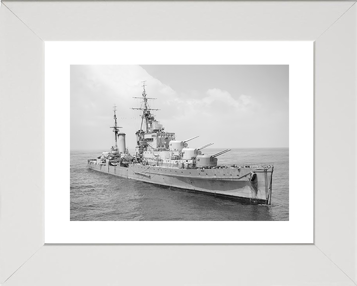 HMS Dido (37) Royal Navy Dido Class Cruiser Starboard Bow View Photo Print Wall Art Decor Posters, Prints, & Visual Artwork Hampshire Prints 10 x 8 White Frame Yes