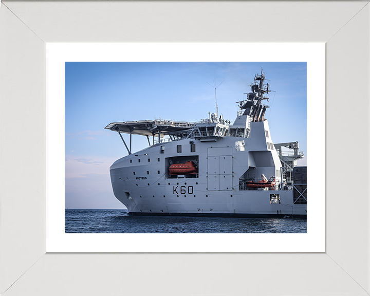 RFA Proteus (K60) Photo Print - Closeup - Royal Fleet Auxiliary Ocean Surveillance Ship Hampshire Prints 10 x 8 White Frame Yes