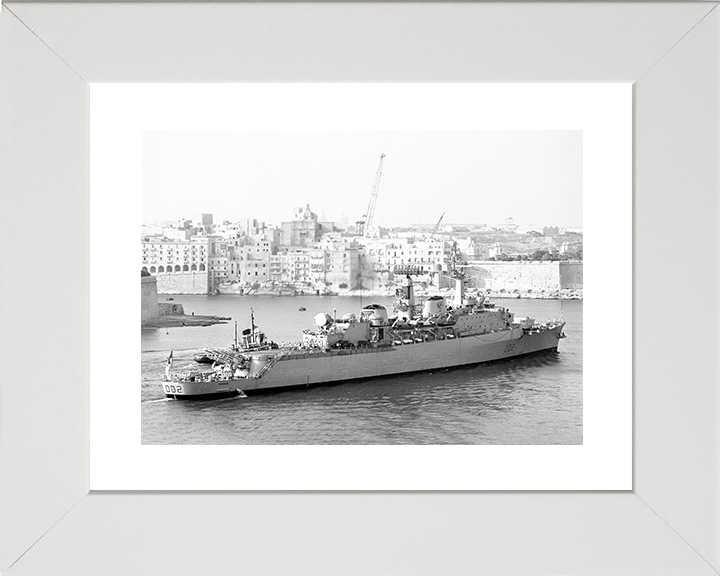 HMS Devonshire (D02) Royal Navy County Class Destroyer Valletta Malta Photo Print Wall Art Decor Posters, Prints, & Visual Artwork Hampshire Prints 10 x 8 White Frame Yes
