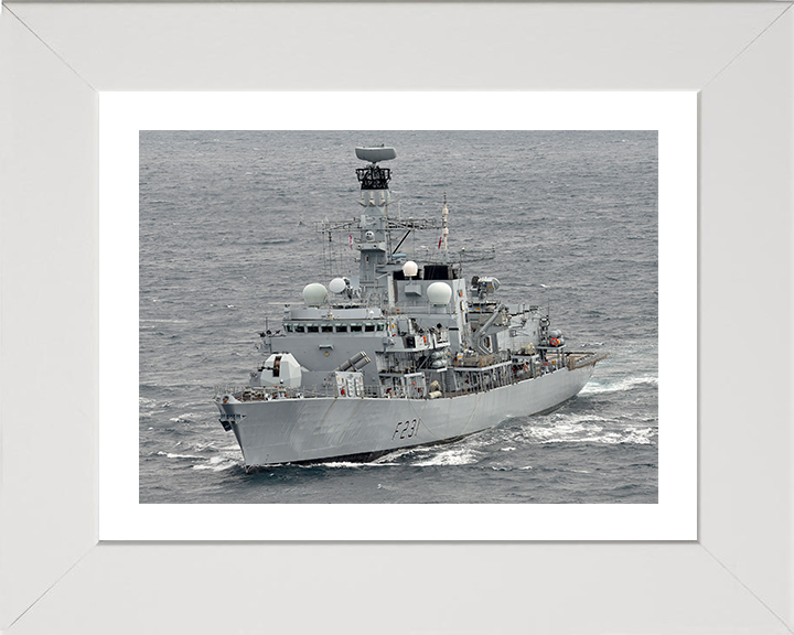 HMS Argyll (F231) Photo Print - Caribbean 2014 - Royal Navy Type 23 Frigate Hampshire Prints 10 x 8 White Frame Yes