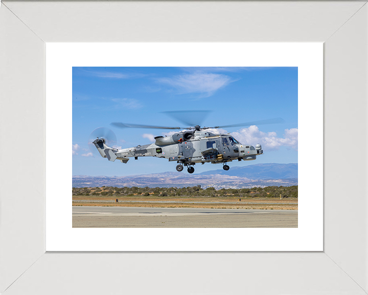 Royal Navy Wildcat helicopter RAF Akrotiri Takeoff Photo Print Wall Art Naval Aircraft Decor Posters, Prints, & Visual Artwork Hampshire Prints 10 x 8 White Frame Yes