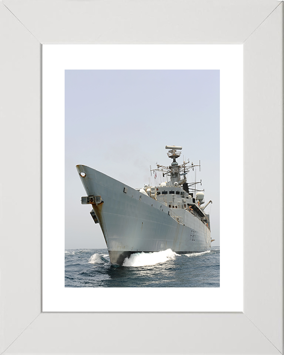 HMS Cumberland (F85) Royal Navy Type 22 Frigate Low Port Bow View Photo Print Wall Art Decor Posters, Prints, & Visual Artwork Hampshire Prints 10 x 8 White Frame Yes