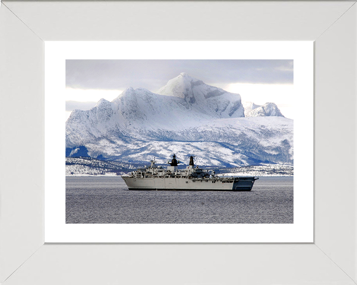 HMS Albion (L14) Photo Print - Norway 2008 - Royal Navy Albion Class Amphibious Ship Hampshire Prints 10 x 8 White Frame Yes