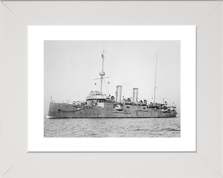HMS Bonaventure (1892) Royal Navy Astraea Class Cruiser Port Side View Photo Print Wall Art Decor Posters, Prints, & Visual Artwork Hampshire Prints 10 x 8 White Frame Yes