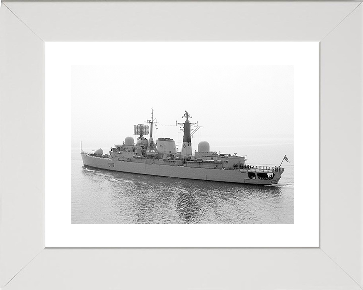 HMS Coventry (D118) Royal Navy Type 42 Destroyer Black and White Photo Print Wall Art Decor Posters, Prints, & Visual Artwork Hampshire Prints 10 x 8 White Frame Yes