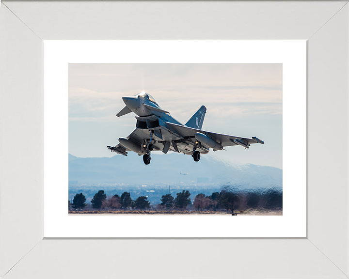 RAF Typhoon FGR4 Taking off in Nevada Photo Print Royal Air Force Aircraft Wall Art Aviation Decor Posters, Prints, & Visual Artwork Hampshire Prints 10 x 8 White Frame Yes