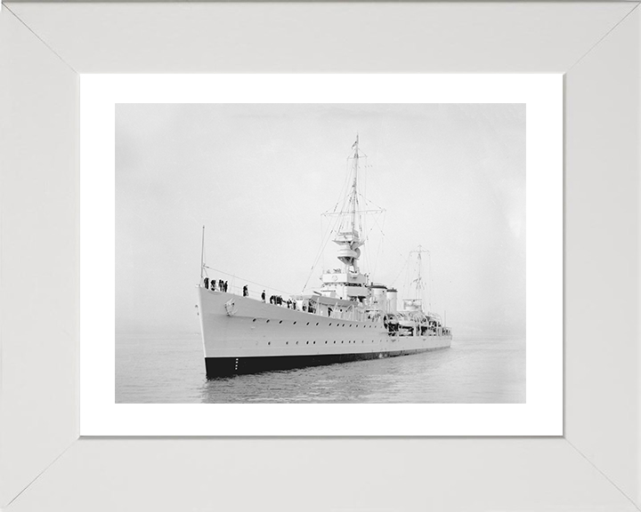 HMS Despatch (D30) Photo Print - Port Bow View - Royal Navy Danae Class Cruiser Hampshire Prints 10 x 8 White Frame Yes
