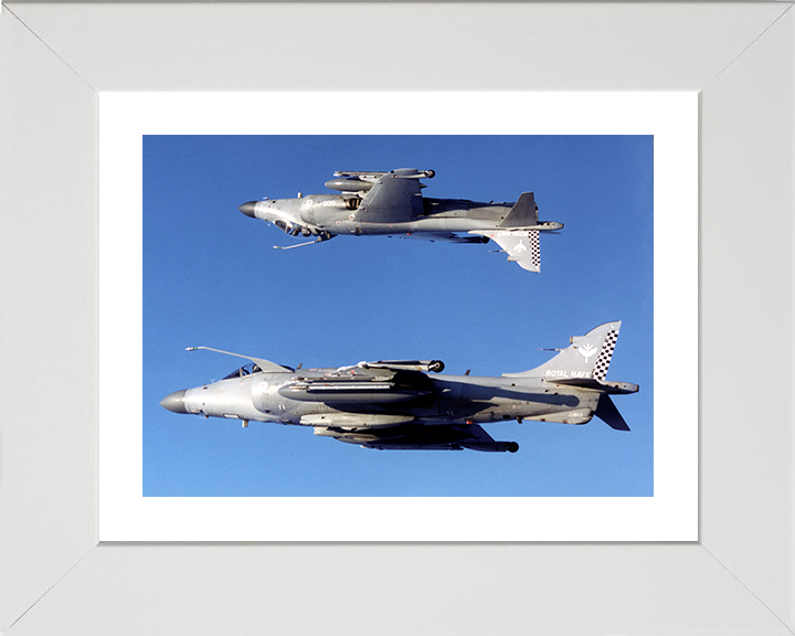 Harrier Jet inverted over a Harrier Photo Print - Royal Navy Aircraft Posters, Prints, & Visual Artwork Hampshire Prints 10 x 8 White Frame Yes