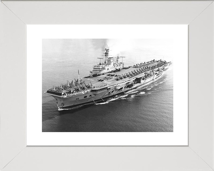 HMS Ark Royal (R09) Royal Navy Audacious Class Aircraft Carrier High Port Bow View Photo Print Wall Art Decor Posters, Prints, & Visual Artwork Hampshire Prints 10 x 8 White Frame Yes