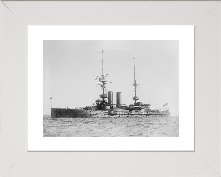 HMS Albemarle (1901) Royal Navy Pre Dreadnought Battleship Port Side View Photo Print Wall Art Naval Decor Posters, Prints, & Visual Artwork Hampshire Prints 10 x 8 White Frame Yes