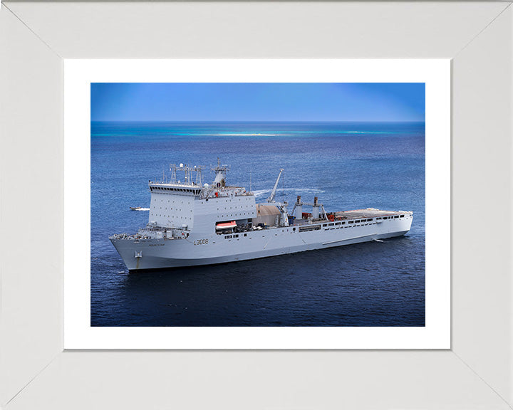 RFA Mounts Bay (L3008) Photo Print - Port View - Royal Fleet Auxiliary Bay Class Ship Hampshire Prints 10 x 8 White Frame Yes