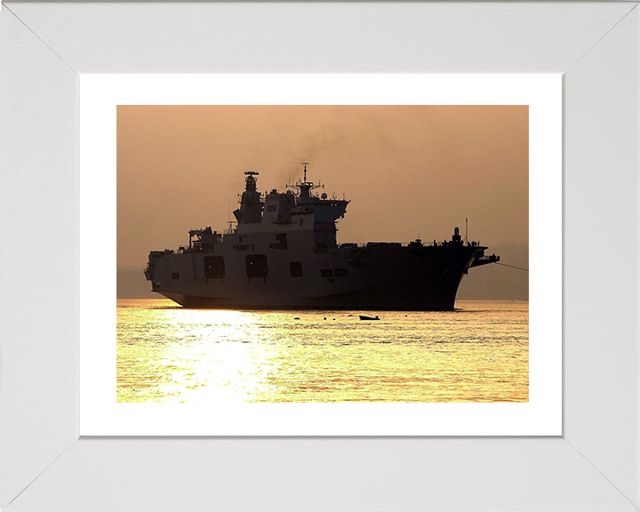 HMS Ocean (L12) Photo Print - at Sunset 2001 - Royal Navy Landing Platform Helicopter