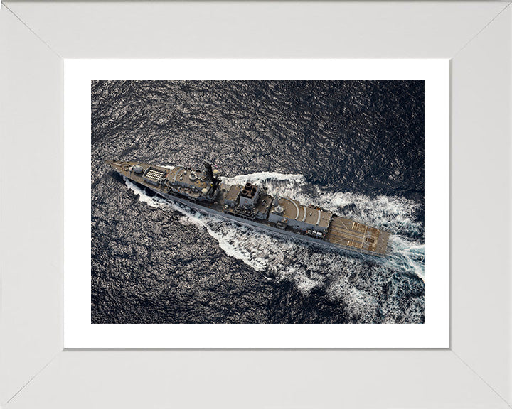 HMS Lancaster (F229) Photo Print - From The Air - Royal Navy Type 23 Frigate Hampshire Prints 10 x 8 White Frame Yes