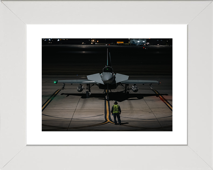 RAF Typhoon FGR4 On the Ground at Night Photo Print Royal Air Force Aircraft Wall Art Aviation Decor Posters, Prints, & Visual Artwork Hampshire Prints 10 x 8 White Frame Yes