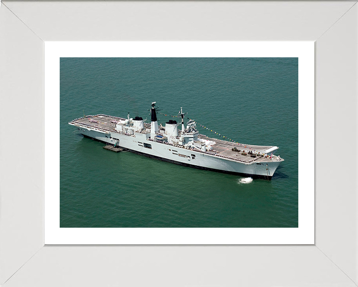 HMS Invincible (R05) Photo Print - Trafalgar 200 - Royal Navy Invincible Class Aircraft Carrier Hampshire Prints 10 x 8 White Frame Yes