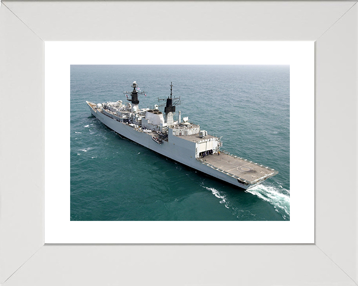 HMS Chatham (F87) Royal Navy Type 22 Frigate High Port Quarter View Photo Print Wall Art Decor Posters, Prints, & Visual Artwork Hampshire Prints 10 x 8 White Frame Yes