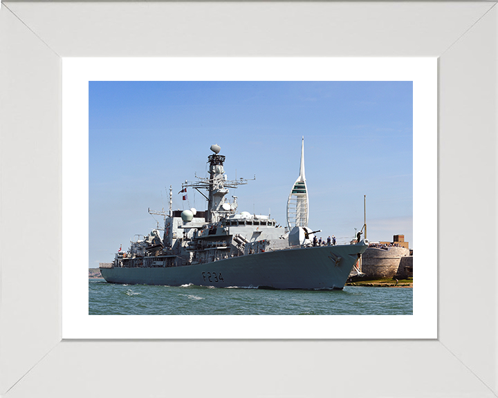 HMS Iron Duke (F234) Photo Print - Leaving Portsmouth 2014 - Royal Navy Type 23 Frigate Hampshire Prints 10 x 8 White Frame Yes