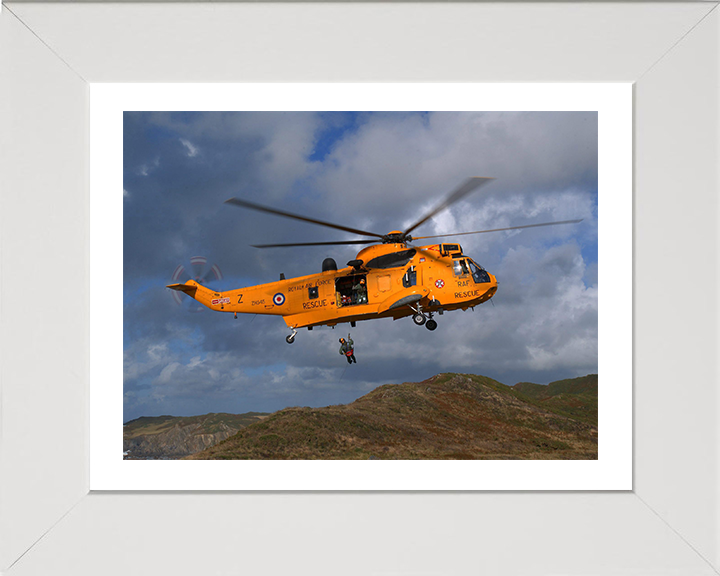 RAF Search and Rescue (SAR) Sea King Helicopter Photo Print - Royal Air Force Aircraft Hampshire Prints 10 x 8 White Frame Yes