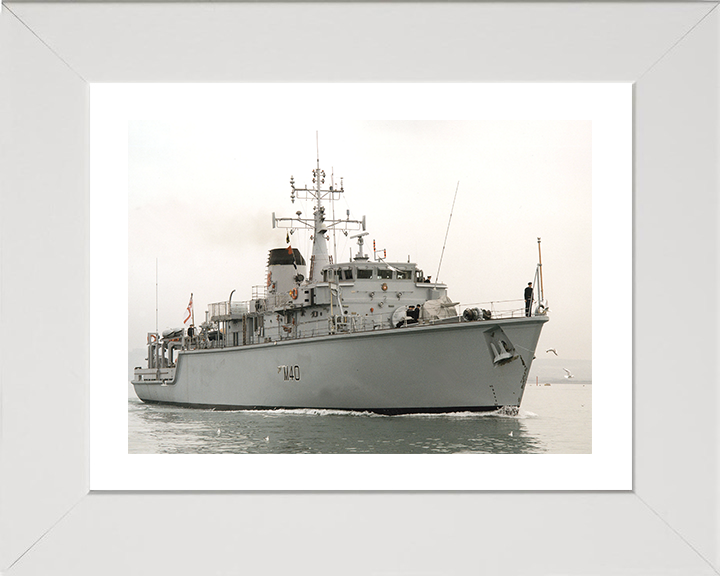 HMS Berkeley (M40) Photo Print - Entering Harbour - Royal Navy Hunt Class Mine Warfare Vessel