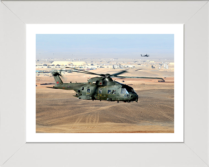 RAF Merlin HC.3 Helicopter in flight Photo Print - Royal Air Force Aircraft Hampshire Prints 10 x 8 White Frame Yes